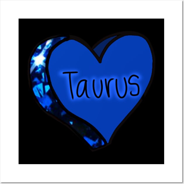 Taurus Star Sign Sapphire Love Heart Wall Art by ROLLIE MC SCROLLIE